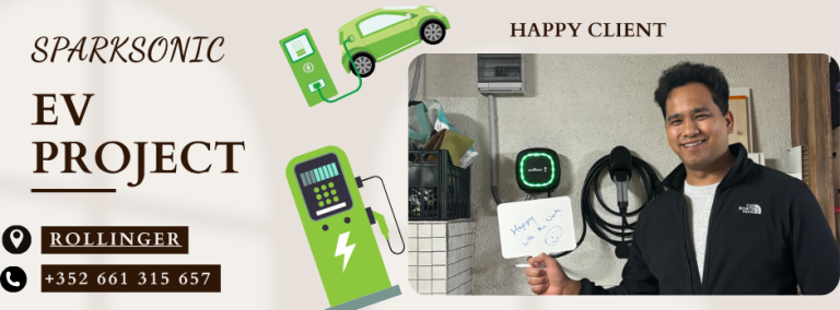Installation de borne de recharge électrique – Rollinger, Luxembourg