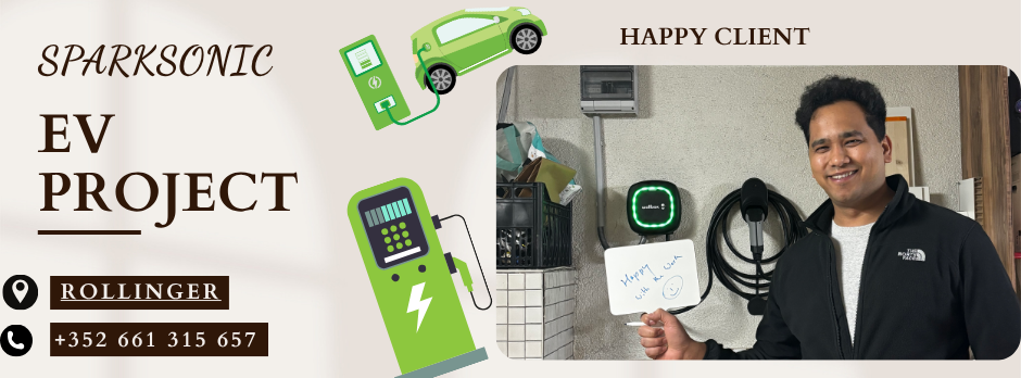 Installation de borne de recharge électrique – Rollinger, Luxembourg